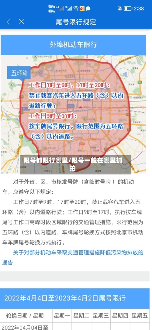 限号都限行哪里/限号一般在哪里抓拍